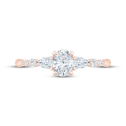 5/8 CT. T.W. Oval and Pear Three-Stone Lab-Grown Diamond Ring (14K Rose Gold)