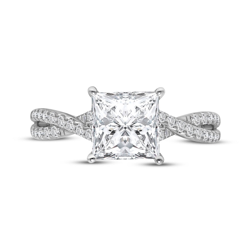 2-1/3 CT. T.W. Princess-Cut Lab-Grown Diamond Twisted Shank Ring (14K White Gold)
