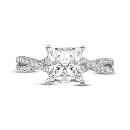 2-1/3 CT. T.W. Princess-Cut Lab-Grown Diamond Twisted Shank Ring (14K White Gold)