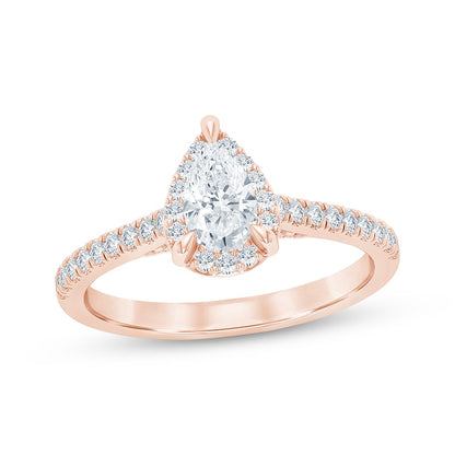 3/4 CT. T.W. Pear-Shaped Lab-Grown Diamond Halo Ring (14K Yellow Gold)