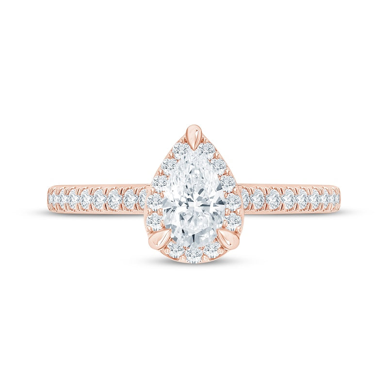 3/4 CT. T.W. Pear-Shaped Lab-Grown Diamond Halo Ring (14K Yellow Gold)