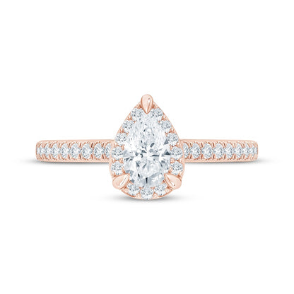 3/4 CT. T.W. Pear-Shaped Lab-Grown Diamond Halo Ring (14K Yellow Gold)