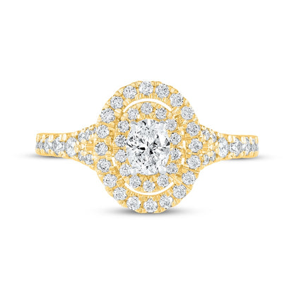 1 CT. T.W. Oval Lab-Grown Diamond Double Halo Split-Shank Ring (14K White Gold)