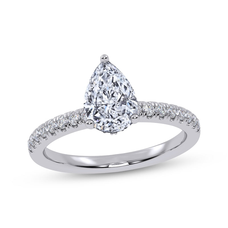 1 CT. T.W. Pear-Shaped Lab-Grown Diamond Hidden Halo Ring (14K White Gold)