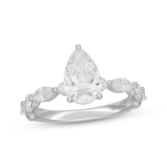 2-1/3 CT. T.W. Pear-Shaped Lab-Grown Diamond Vintage-Style Ring (14K White Gold)