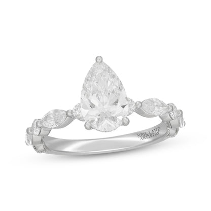 2-1/3 CT. T.W. Pear-Shaped Lab-Grown Diamond Vintage-Style Ring (14K White Gold)