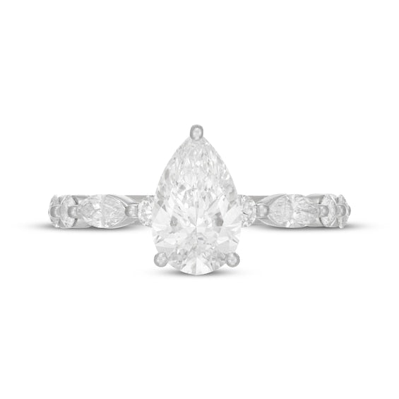 2-1/3 CT. T.W. Pear-Shaped Lab-Grown Diamond Vintage-Style Ring (14K White Gold)