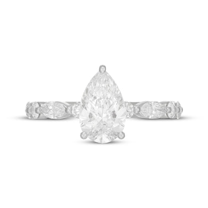 2-1/3 CT. T.W. Pear-Shaped Lab-Grown Diamond Vintage-Style Ring (14K White Gold)