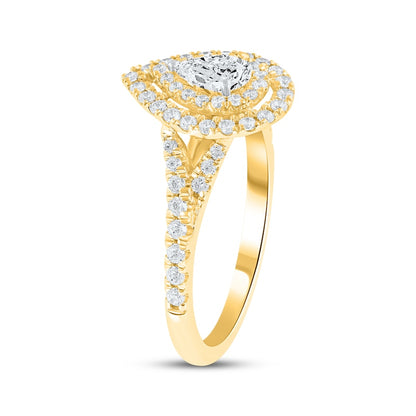 1 CT. T.W. Pear-Shaped Lab-Grown Diamond Double Halo Split-Shank Ring (14K Rose Gold)