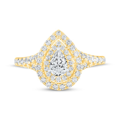 1 CT. T.W. Pear-Shaped Lab-Grown Diamond Double Halo Split-Shank Ring (14K Rose Gold)