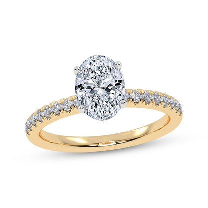 1 CT. T.W. Oval Lab-Grown Diamond Hidden Halo Ring (14K Yellow Gold)