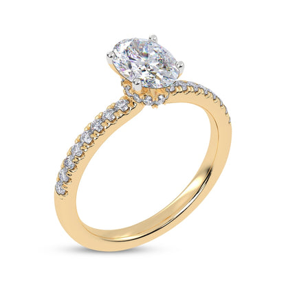 1 CT. T.W. Oval Lab-Grown Diamond Hidden Halo Ring (14K Yellow Gold)