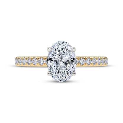1 CT. T.W. Oval Lab-Grown Diamond Hidden Halo Ring (14K Yellow Gold)
