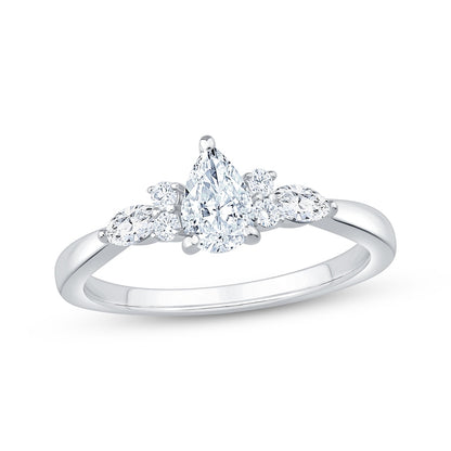 3/4 CT. T.W. Pear-Shaped Lab-Grown Diamond Vintage Accent Ring (14K Rose Gold)