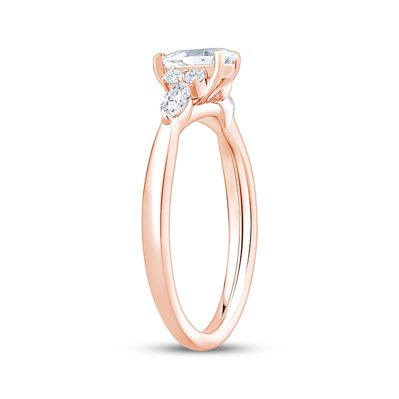 3/4 CT. T.W. Pear-Shaped Lab-Grown Diamond Vintage Accent Ring (14K Rose Gold)