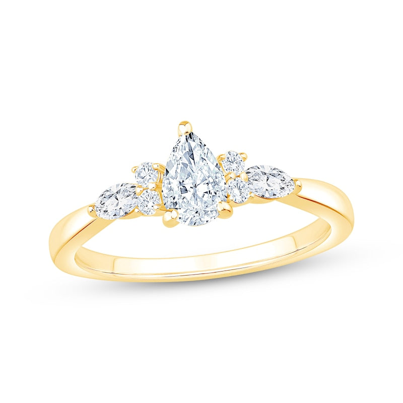 3/4 CT. T.W. Pear-Shaped Lab-Grown Diamond Vintage Accent Ring (14K Rose Gold)