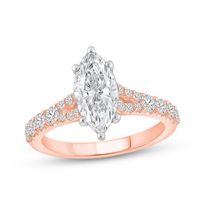 2 CT. T.W. Marquise-Cut Lab-Grown Diamond Split-Shank Ring (14K Rose Gold)