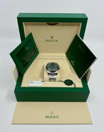Rolex Sky-Dweller Green Dial Fluted Bezel Stainless Steel White Gold Watch 336934-0001
