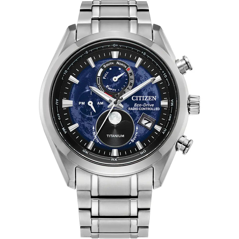 Citizen Tsuki-yomi A-T BY1010-57L – Men's Eco-Drive Titanium Watch with Perpetual Calendar, World Time & Moonphase