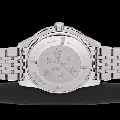 Rado R32505203 – Men's Captain Cook Automatic Watch, 42mm Stainless Steel Case with Blue Dial, Blue Ceramic Bezel & Silver Bracelet, 80-Hour Power Reserve, 200m Water Resistance