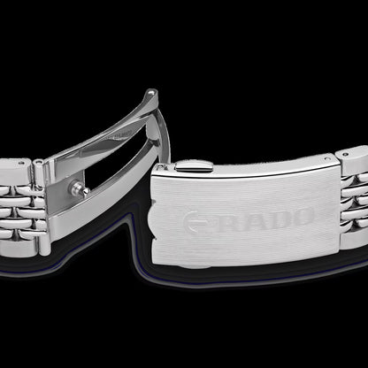 Rado R32505203 – Men's Captain Cook Automatic Watch, 42mm Stainless Steel Case with Blue Dial, Blue Ceramic Bezel & Silver Bracelet, 80-Hour Power Reserve, 200m Water Resistance