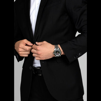 Rado R32505313 – Men's Captain Cook Automatic Watch, 42mm Stainless Steel Case, Green Dial & Ceramic Bezel, Silver Bracelet, 80-Hour Power Reserve, 200M Water Resistance