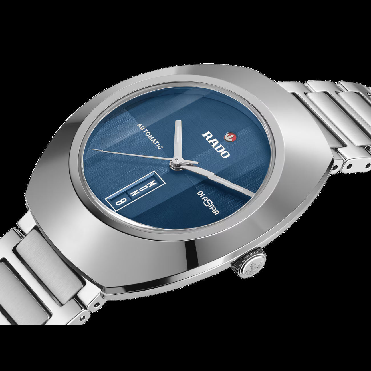 Rado R12160213 – Men's Diamaster Automatic Watch, 38mm Stainless Steel Case & Bracelet, Blue Dial with Date, Sapphire Crystal, 100M WR