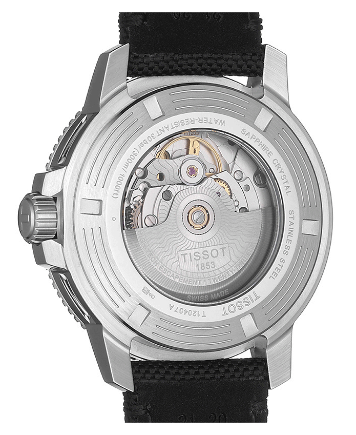 Tissot Seastar 1000 Black Dial Automatic Dive Watch with Fabric Strap T120.407.17.051.00