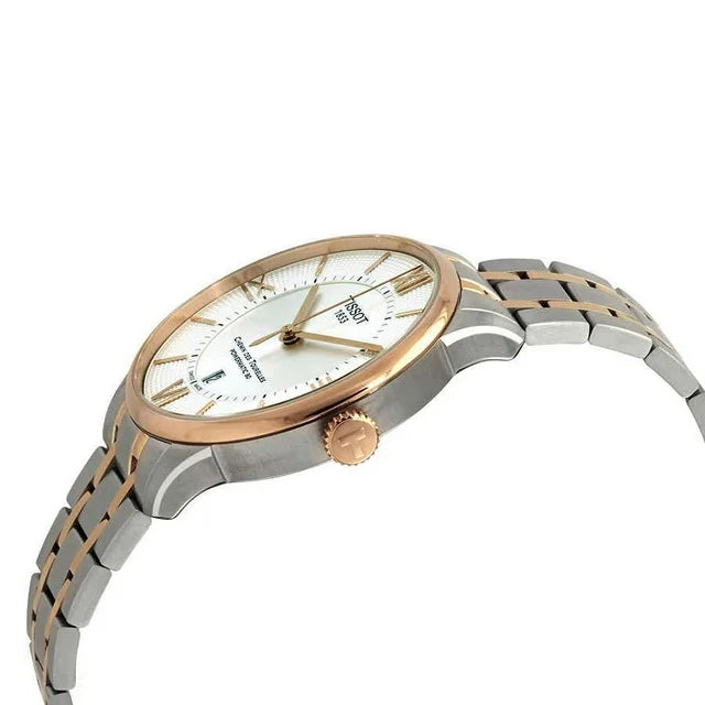 Tissot Chemin des Tourelles 42mm Silver Dial Automatic Watch with Two-Tone Bracelet T099.407.22.038.02