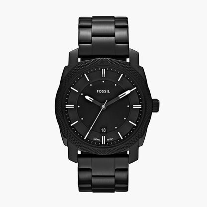 Fossil Machine Quartz Men’s Watch FS4775 – 42mm Black-Plated Stainless Steel Case & Bracelet, Black Dial, Date Display, 50M Water Resistance