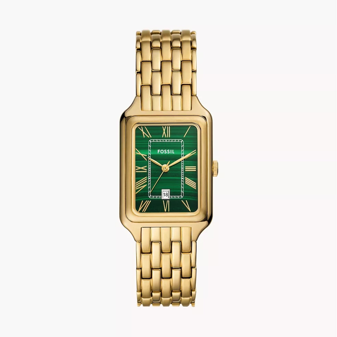 Fossil Raquel Quartz Green Dial Ladies Watch ES5341 – Yellow Gold-tone Stainless Steel Bracelet