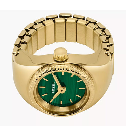Fossil Watch Ring Quartz Green Dial Ladies Watch ES5308 – Yellow Gold-tone Stainless Steel