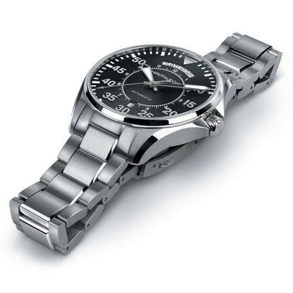 Hamilton Khaki Aviation Pilot Day Date Automatic Black Dial 42mm Men’s Watch H64615135 – Stainless Steel Bracelet, Calibre H-40, 80-Hour Power Reserve, 100M WR