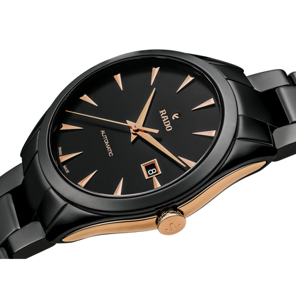 Rado R32252162 – Men's HyperChrome Automatic Watch, 42mm Black Ceramic Case & Bracelet with Black Dial, Rose Gold-Tone Hands, 80-Hour Power Reserve, 50M Water Resistance