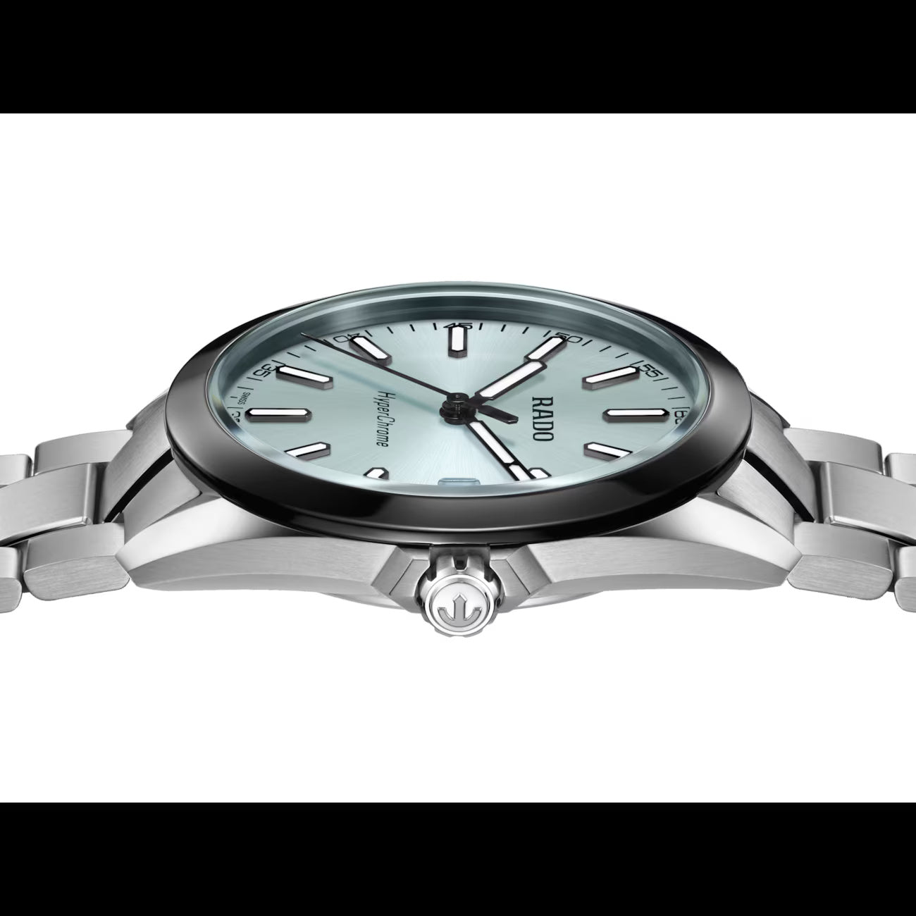 Rado R32280213 – Men's HyperChrome Quartz Watch, 41.5mm Stainless Steel, Ice Blue Dial, Ceramic Bezel, 150M WR