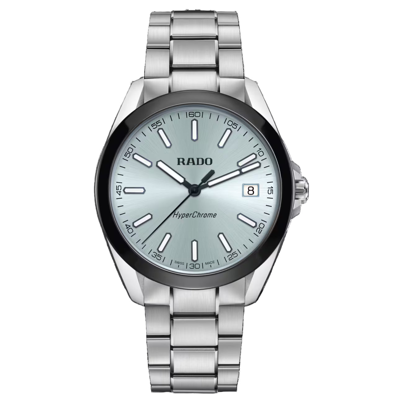 Rado R32280213 – Men's HyperChrome Quartz Watch, 41.5mm Stainless Steel, Ice Blue Dial, Ceramic Bezel, 150M WR