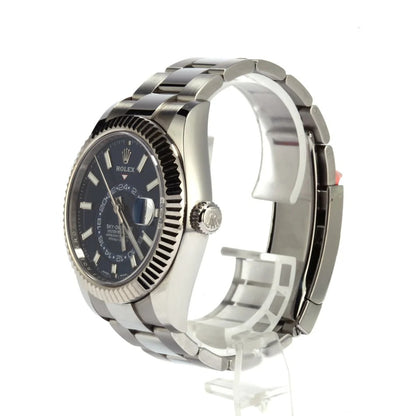 Rolex Sky-Dweller Blue Dial Fluted Bezel White Gold Stainless Steel Watch 326934BLSO