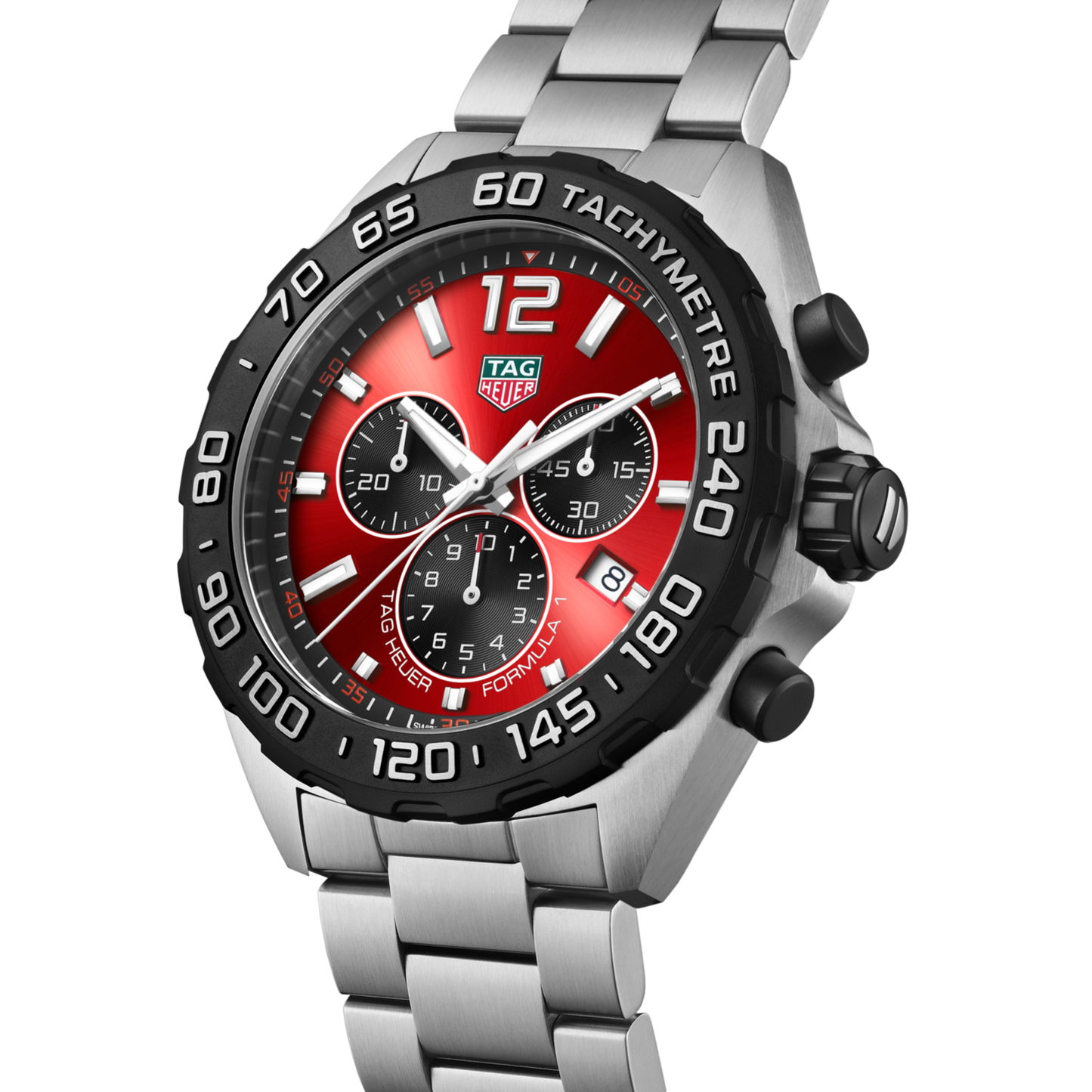 Tag Heuer Formula 1 CAZ101AN.BA0842 Men’s 43mm Quartz Chronograph Watch – Red Dial, Stainless Steel Bracelet, 200M Water Resistance
