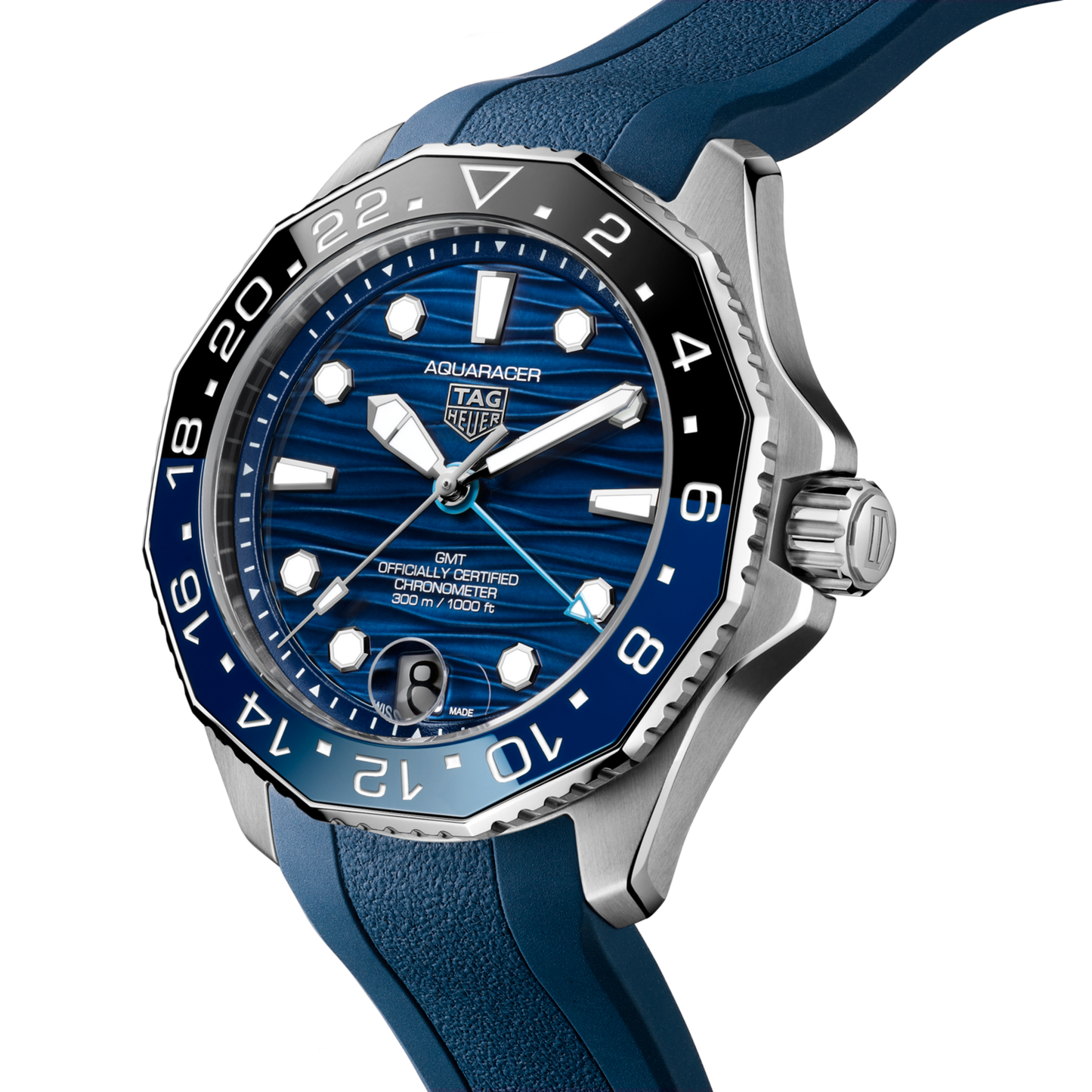 Tag Heuer Aquaracer WBP5114.FT6259 Men’s 42mm Automatic Watch – Blue Dial, Batman Ceramic Bezel, Rubber Strap, 300M Diver
