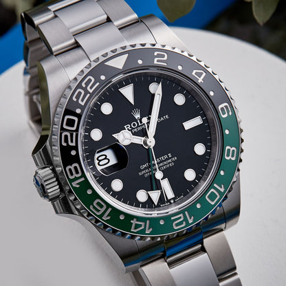 Rolex GMT-Master II Black Dial Black Green Bezel Stainless Steel Watch 126720VTNR-0001