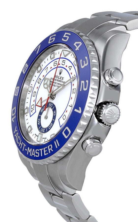 Rolex Yacht-Master II 44mm White Dial Stainless Steel & Blue Bezel Men's Watch 116680-0002