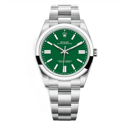 Rolex Oyster Perpetual 124300 Green Dial 41mm Men’s Automatic Watch – Sporty Stainless Steel Elegance