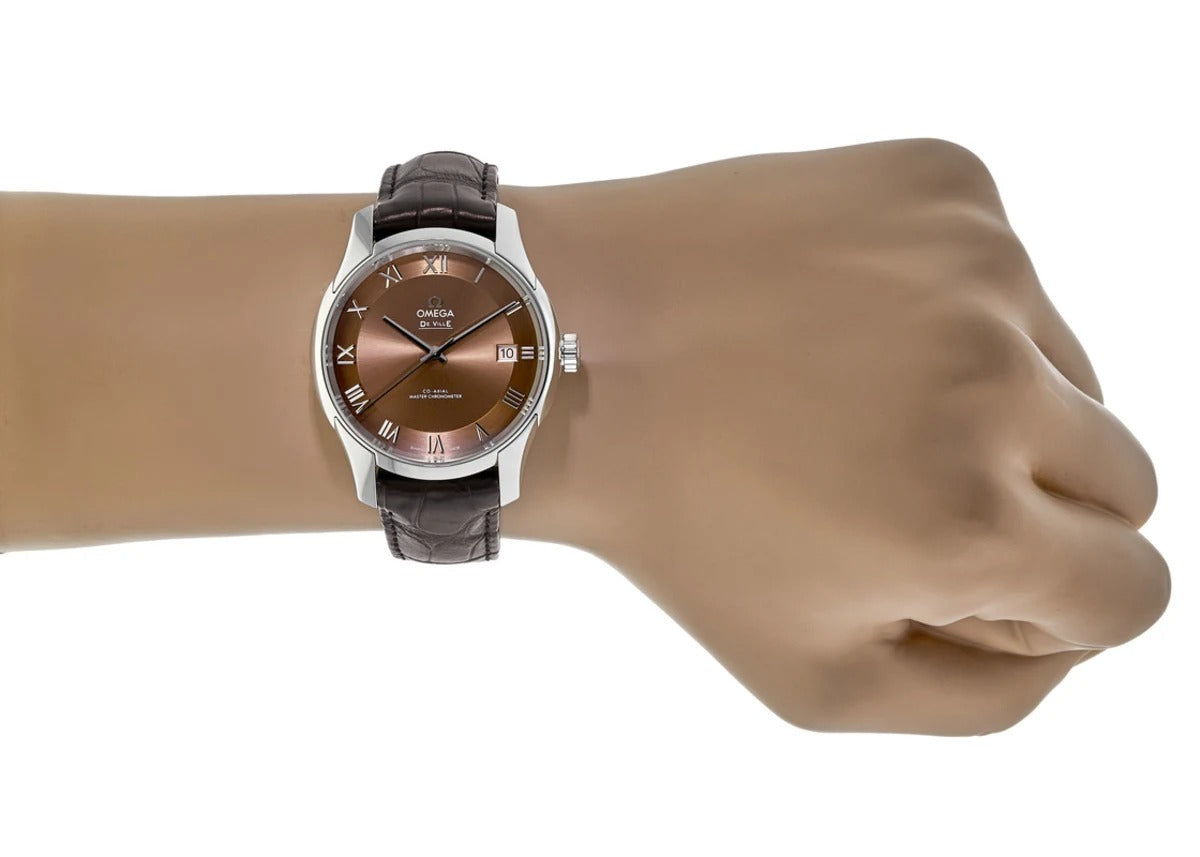 Omega De Ville Hour Vision Bronze Dial Brown Alligator Strap Automatic 41mm Watch 433.13.41.21.10.001