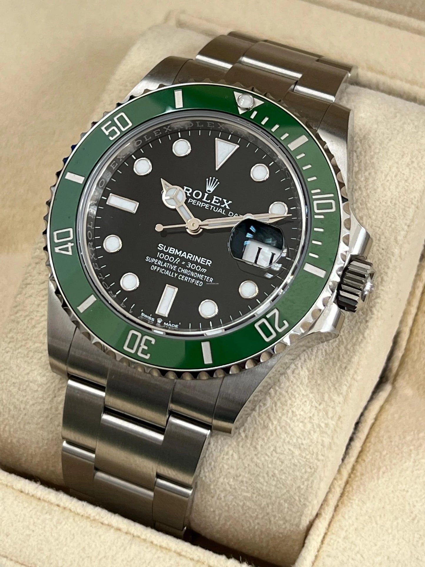 Rolex Submariner “Kermit” M126610LV Men’s 41mm Stainless Steel Automatic Dive Watch – Black Dial, Green Ceramic Bezel