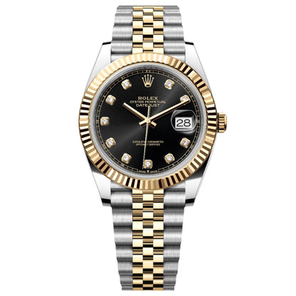 Rolex Datejust 41 Black Diamond Dial Stainless Steel & 18K Yellow Gold Jubilee Men's Watch M126333-0006