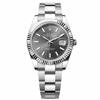 Rolex Datejust 41 Dark Rhodium Dial Automatic Stainless Steel & 18K White Gold Men's Oyster Watch 126334RSO
