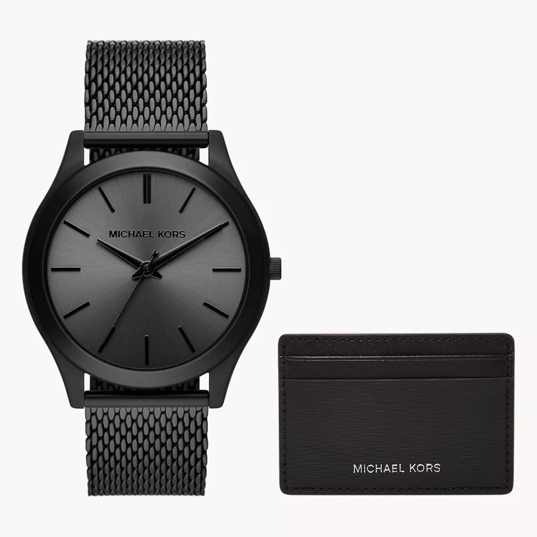 Michael Kors Runway Quartz Black Dial Men's Watch & Card Case Gift Set MK1085SET – Luxero Exclusive
