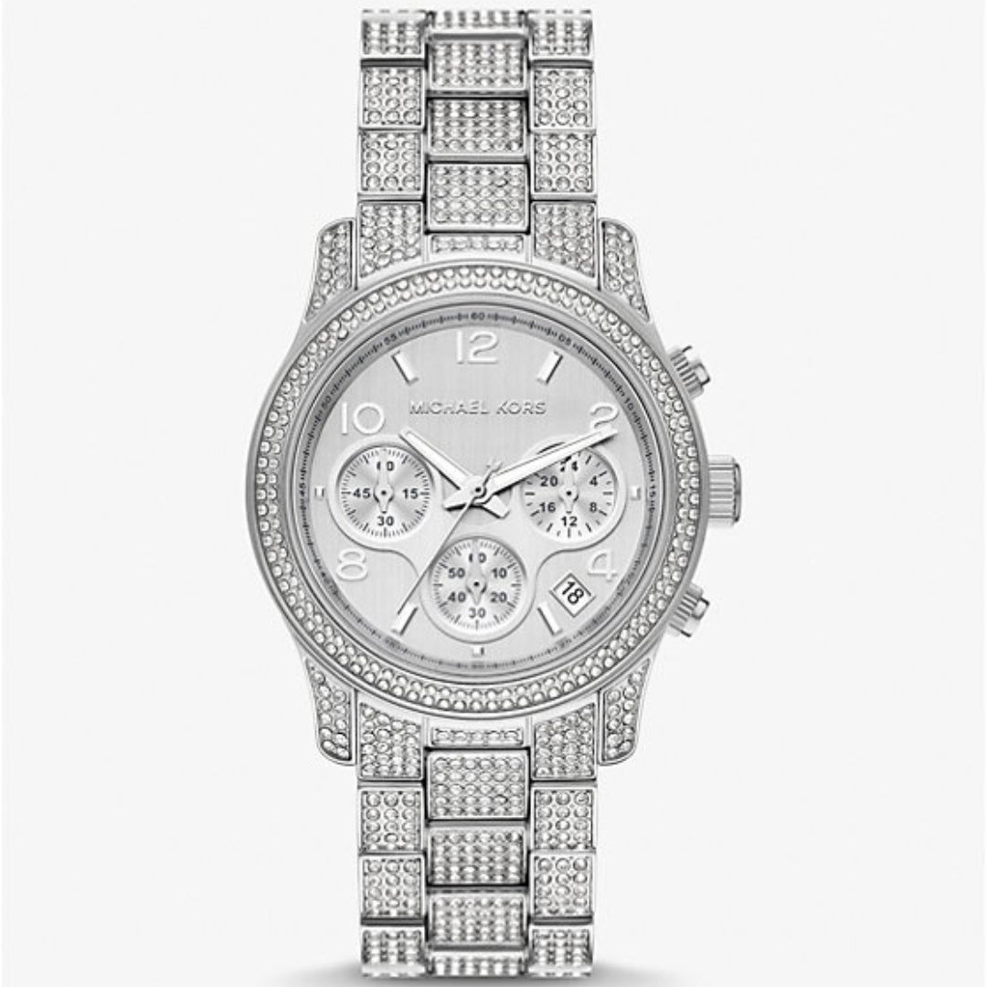 Michael Kors Runway Pave Chronograph Quartz Silver Dial Women's Watch MK7434