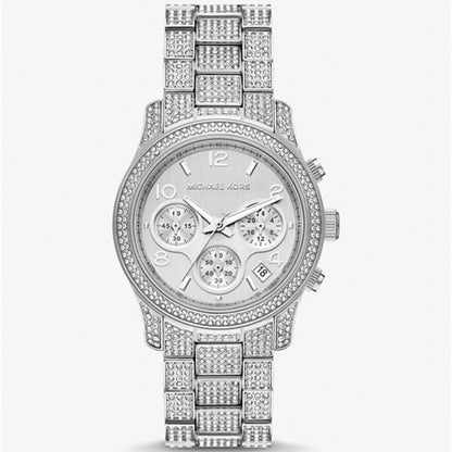 Michael Kors Runway Pave Chronograph Quartz Silver Dial Women's Watch MK7434