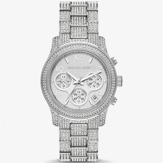 Michael Kors Runway Pave Chronograph Quartz Silver Dial Women's Watch MK7434